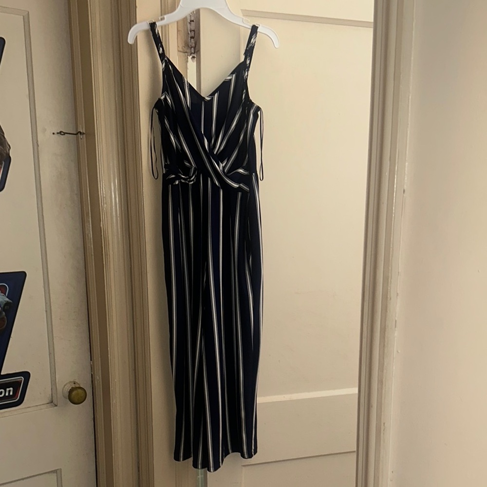 Black and White Striped Jumpsuit